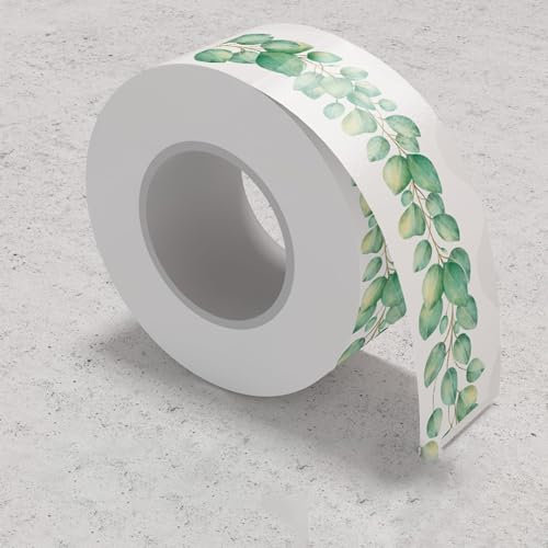 Guest Ruyunlai Bordure de papier peint Frise Murale Adhesive Bordure Papier Peint Frise Autocollante pour Cuisine,Salle de Bains,Plafond,Salon,Chambre Décoration Murale feuilles vertes 7cm X 2000cm