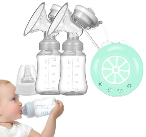 Pompa elettrica portatile per allattamento – Estrattori per latte materno ricaricabili con 2 biberon, modalità multiple, tiralatte portatile a basso rumore per mamme che lavorano