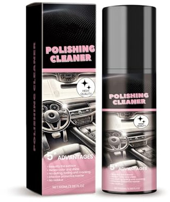 Limpiador interior de coche, limpiador de pulido de 100 ml, espray de detalles interiores de automóvil sin agua, limpiador y limpiador de pulido interior de coche, limpia todas las superficies