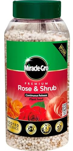 Miracle-Gro Rose & Shrub Plant Food 900g / 3kg Slow Release Fertiliser for Roses, Shrubs & Flowering Plants | Feeds Up to 6 Months | Granular Formula for Garden Use (900g)