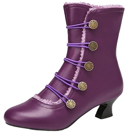Generisch 2026 botines mujer - botas de invierno para mujer con pantorrilla media, morado, 40 EU