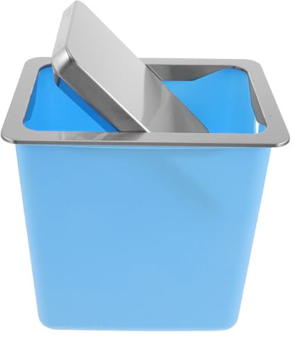 Veemoon Cubo de Basura Empotrado para Encimera con Tapa Abatible de Acero Inoxidable Pequeño Tamaño Rectangular Cubo de Basura Integrado para Cocina Oficina y Restaurante Sistema