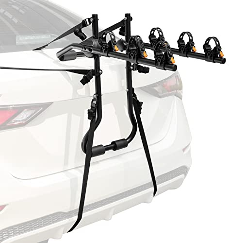COSTWAY Porte-Vélo Arrière 3 Vélos, Transporteur Automobile Pliable pour Voiture, avec Longueur&Angle Réglables Capacité 45kg, Compatible avec Universel Hayons SUV, Montage Facile