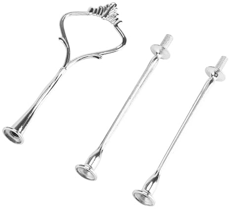 Yechiry Zinklegering Multi Tiers Tårtställshållare, Tårtfat med Handtag, Lätt Monteringsställ för Födelsedagsfest och Jubileum (Trelagers liten kronsilver)
