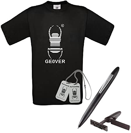 Geocaching Geschenk Set T-Shirt + Stempel Kugelschreiber Anfänger Starter