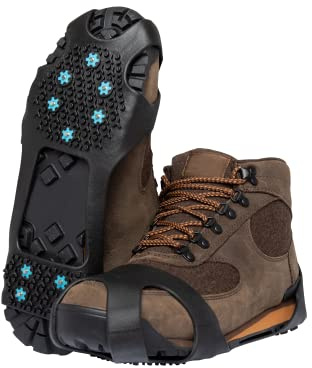 Yatta Life City Spikes Ice Snow Grips - Non-Slip Rubber with TPR Strap 10 Stud Spikes, Traction Crampons for Hiking Walking on Snow & Ice (Black, M)