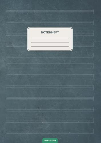 Notenheft: DIN A4 Notenlinienheft | 100 Seiten mit 12 Notenzeilen / Systeme pro Blatt | Papier 90g/m² | Musikheft mit Notenlinien