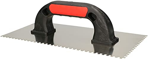 KOTARBAU® Llana dentada de acero inoxidable, 4 x 4 mm / 270 mm, Paleta de alisado con mango de plástico, Peine de diente para colocación de baldosas, Espátula Dentada, Alisadora para azulejos