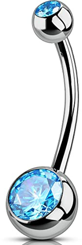 OUFER Body Piercing Barras de ombligo de 14 mm de rosca interna barras de titanio bolas de 14 g piercing extra largo para ombligo anillos de barra de 1,6 mm anillos de ombligo joyería para mujeres