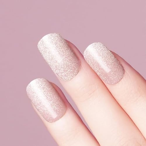 DANNI & TONI Semi Cured Nail Wraps Pink Translucent Cat Eye Soft Self-Adhesive Gel Nail Stickers(Dusk Rose),Salon-Quality Gel Nail Polish Strips Manicure Stickers Set 28Pcs