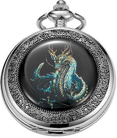Tiong Montres de Poche en Quartz pendentifs Colliers Cadeaux pour Hommes avec Colliers Montres de Poche pour Hommes
