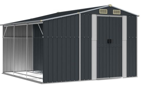 prissent Gartenhütte 277x279x179 cm Gerätehaus XXXL Fahrradunterstand Gartenschrank Wetterfest Schuppen Garten Anthrazit