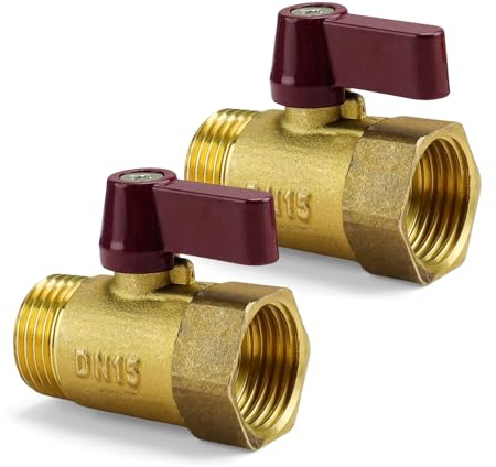 CBLDF Absperrventil 1/2 Zoll, 2 Stück Messing Absperrhahn, Innere und Äußere Drahtschnittstelle Kugelhahn 1/2 Zoll, Rostfrei und Langlebig, Geeignet für Küche, Bad, WC