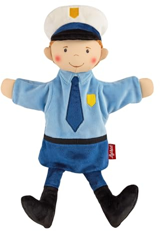 sigikid 43348 Handspielpuppe, blau/Polizist, OneSize
