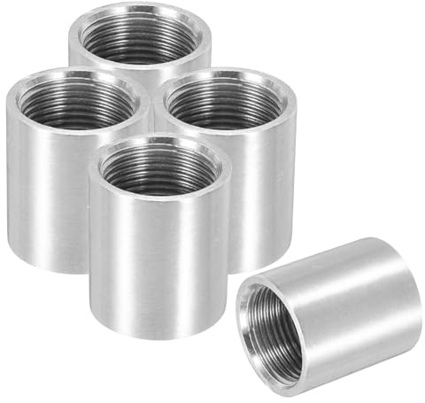 PATIKIL 3/4 NPT Femelle Soudure Couplage, 5 Paquet 304 Acier Inox Fileté Demi Couplage Soudé Bonde Raccords Connecteur pour Tuyau Carburant Réservoir