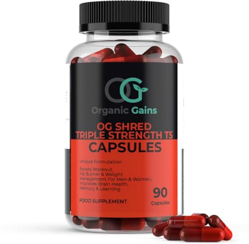 OG Shred Triple Strength T5 Capsules, Boosting Workout, Fat Burner and Weight Management for Women and Men, UK Healthcare Practitioner's Approved Formulation