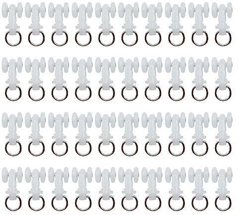 XINGSUI 40pcs Curtain Track Roller Universal Wheel with Two Wheels Slider Silent Sliding Glider Steering Roller for Rails (Product dimensions are based on pictures)