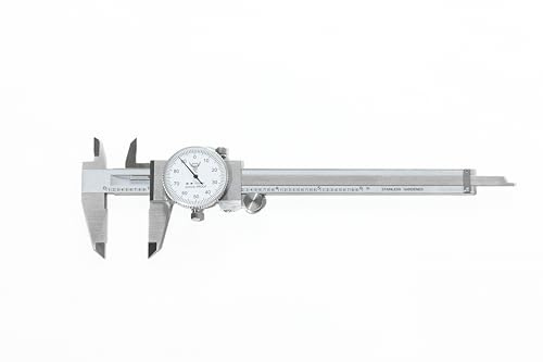 PEC Dial Caliper 0-6 Inch, Stainless Steel Precision Measuring Tool with Shock-Proof Dial, High Accuracy ±0.001