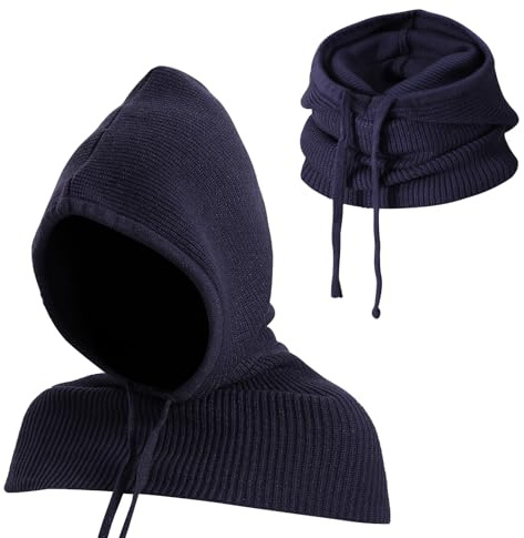 TAGVO Cagoule 2 en 1 avec Écharpe à Capuche, Balaclava Tricoté Coupe-Vent, Écharpe Pull-Over Douce d'hiver, Bonnet et Écharpe en Une Pièce, Protège-Cou pour Hommes et Femmes