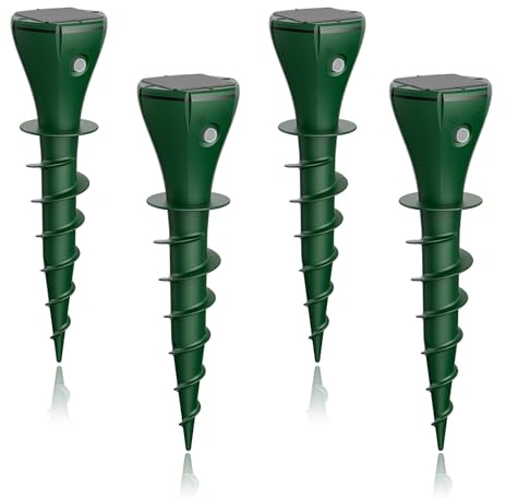 X-octenol 4 Pack Mole Repellent Solar Powered, Vibrating Solar Mole Repellent Stakes for Voles, Groundhogs, Snakes & Gophers, IP65 Waterproof Mole Deterrent for Yard, Farm, Lawn & Garden