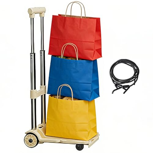 Mppchhn Carretilla De Mano Plegable,Carretilla Portátil con Ruedas Rodantes y Capacidad de Carga 100 kg - Carrito De Equipaje con Altura Ajustable | para Uso en Garaje, Transporte, Compras,