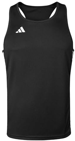 adidas Boxing Vest Mens Gents Tank Top Lightweight Stripe Stretch Sport Activity Black S