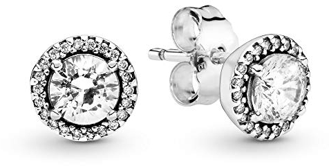 PANDORA Timeless Round Sparkle Ohrringe Rund aus Sterling Silber mit Zirkonia Steinchen - Größe ca. 8mm