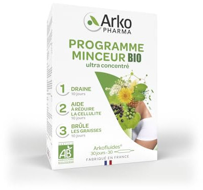 Arkopharma - Arkofluides® Programme Minceur Coffret Bio - Draineur, anti-cellulite et brûleur de graisse - 30 ampoules