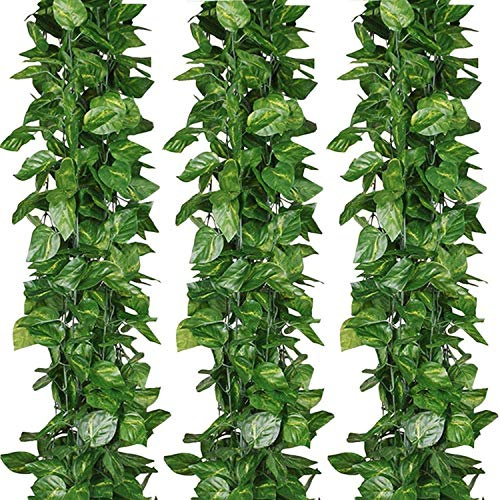 Seenew Guirnalda de hiedra artificial, paquete de 24 enredaderas colgantes de hiedra falsa de 168 pies, plantas falsas de hojas verdes para bodas, fiestas, jardín, oficina, decoración de dormitorio