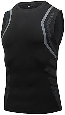 AMZSPORT Débardeur de Compression pour Hommes sans Manches Gilet de Gymnastique à Séchage Rapide Couche de Base du Maillot de Course