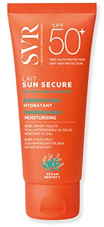 SVR - Sun Secure Lait SPF50+ - Lait solaire hydratant invisible – Très haute protection UVA, UVB, infrarouge et lumière visible – Peaux sensibles – Niacinamide, Vitamine E – 100 ml