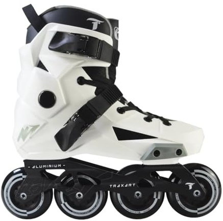 TRAXART Urban Freestyle Inline Skates – White Revolt Hardboot, Aluminum Frame, 80mm Wheels, ABEC-9 Bearings – Men US 7 and Women US 8.5
