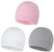 Durio Unisex Baumwoll Baby Mütze Erstlingsmützen für Neugeborene Slouch Beanie Jungen Mädchen für 0-6 Monate 3 Paar-Grau Weiß u. Rosa