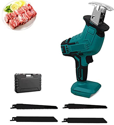 ALSUP Sierra Sable eléctrica, Sierra Sable sin Cable, plástico y Metal Blando, con 4 Hojas de Sierra, 3000 RPM para Cortar Carne Huesos Tocino Cerdo,2electric
