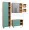 Vicco Badmöbel-Set Rudi, Badezimmerschrank-Set, Mintgrün/Eiche, 5 Teile, mit Hochschrank