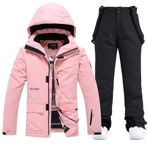 HOTIAN Damen Ski Jacke und Hosen 2 Teilig Set Skianzug Damen Wasserdicht Winddicht Winter Warme SkiSchnee Skifahren Sätze Snowboard Set