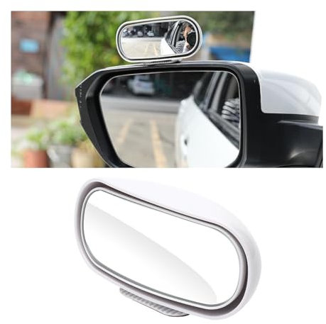 Adunsiaoto Miroir Convexe Angle Réglable, Miroir Auxiliaire Rotatif à 360° Intérieur Et Extérieur La Voiture, Retroviseur Conduite Accompagnée Retroviseur Angle Mort Pour Tous Les Voitures(Blanc)