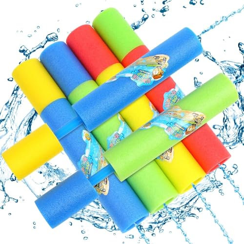 DERAYEE Pistolet à Eau en Mousse pour Enfant 4PCS,Jouets de Plage pour Piscine Extérieure,Pistolet à Eau d'été pour Le Jardin et Les Jeux d'extérieur