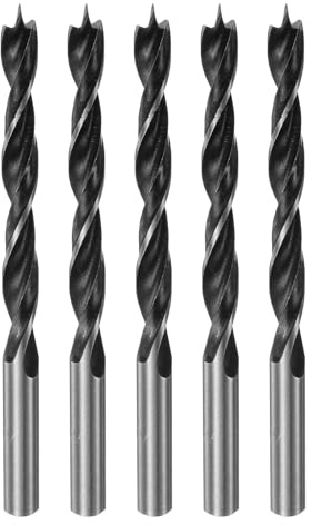 sourcing map 5pcs Brad Point Drill Bits 7.5mm(19/64) Dia Straight Steel Round Shank Drill Metric Brad Point 2.8 Drilling Depth Spiral Twist Drill Bits for Carpenter Woodworking Plastic Rubber
