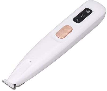 Hundtasstrimmer, Hundklippare för Trimning, Uppladdningsbar Rakapparat för Djurhår med Låg ljudnivå, Elektrisk Trimmer för små Hundar med LED-ljus för Tassar, öron, Ansikte, Rumpa