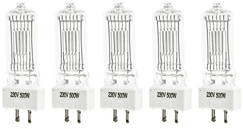 BOLLUMA 500W 230V 3200K GY9.5 Fresnel Tungstène Ampoule Halogène, Photo Studio Vidéo Spotlight Eclairage Continu pour Films, Publicités, Actualités, Photographie de Produits, Lot de 5