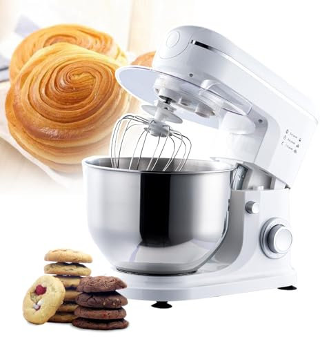 pealiritansemen Impastatrice Planetaria da 6 Litri, 6 velocità Regolabili, Impastatrice Elettrica, con Agitatore Piatto, Gancio per Impastare, Sbattitore per Uova