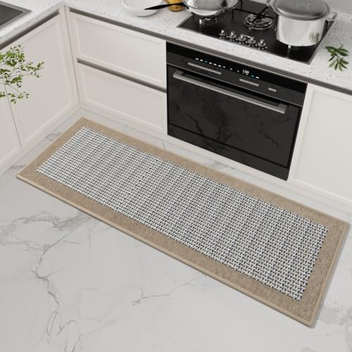 SIXHOME 40 * 120 Küchenteppich Waschbar Sisaloptik Gewebte Teppich Küche rutschfest Saugfähig Teppich Läufer Braun