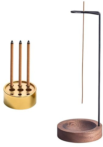 Portabastoncini di Incenso 2 in 1, Bruciatore di incenso invertito, Porta Incenso per Bastoncini in Legno con Bobina Cono,Portaincenso a 9 fori Bruciatore di Incenso per la Meditazione Yoga Ufficio