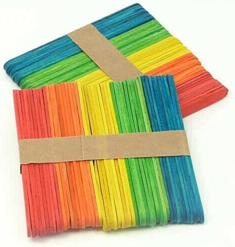 Wood Craft | Lollipop Sticks | Wooden Popsicle Sticks | Assorted Colours | Pack of 100
