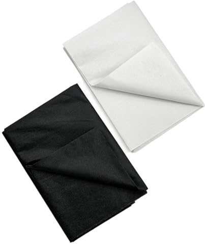 Pack of 2 Ironing Fleece Lightweight Fleece Double-Sided Ironing Fleece Sewing Fleece Iron-On Insert for Fabric Reinforcement Sewing Crafts (Black White)