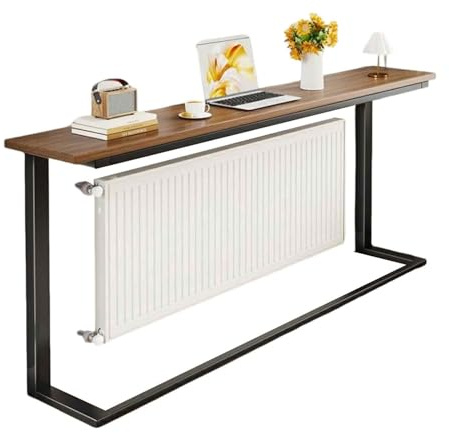 Cache-radiateur Multifonctionnelle, Tablette de Radiateur en Bois Massif, Cadre en Acier Épais, Gain de Place pour le Bureau à Domicile, Dissipation Thermique Robuste(Brown,100cm/39in)