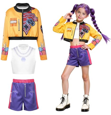 Costume da Cantante Pop di Carnevale per Bambini: Costumi da idolo Cosplay per Giochi di Ruolo Sul Palco - Travestimenti per Halloween per Ragazze - Travestimenti per Feste di Carnevale (Yellow, 150)