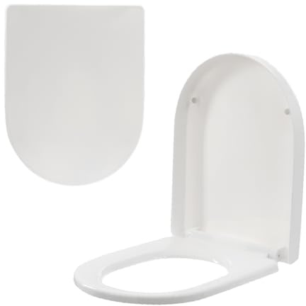 Anika Abattant WC en forme de D avec fermeture amortie et libération rapide Blanc 46 x 36 cm Installation facile par le haut Siège de salle de bain durable et hygiénique 92599