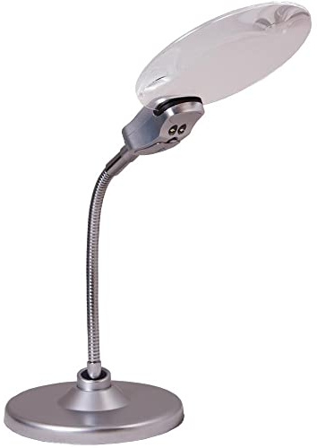 Lente D’Ingrandimento Levenhuk Zeno Desk D5 con Braccio Flessibile e Luce LED per Lettura, Ricamo, Disegno, Collezionismo, Artigianato e Modellismo